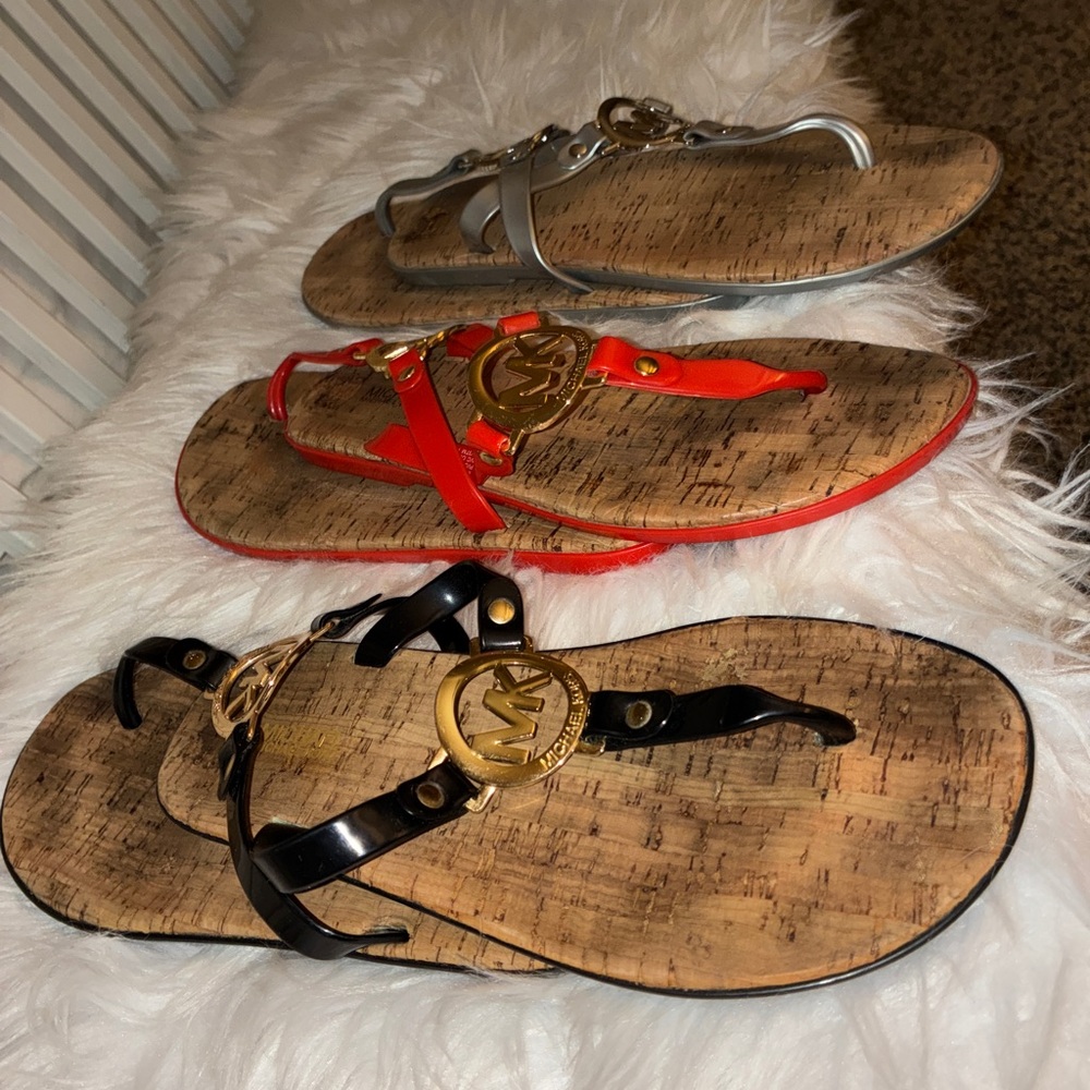 Michael Kors Sandals Orange, Black, Silver
size 7 - Black size 6 3 pairs for $35
